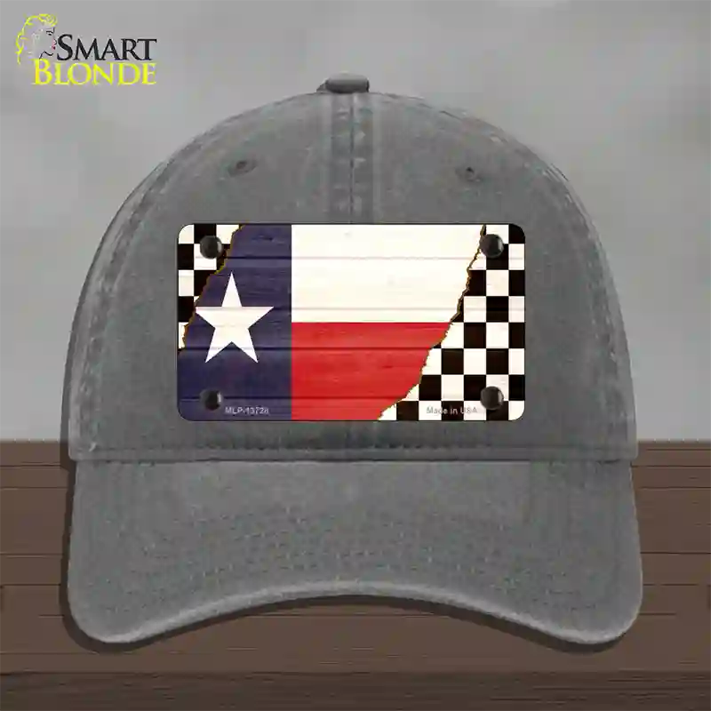 Texas Racing Flag Novelty License Plate Hat Tag Unconstructed Cotton / Charcoal