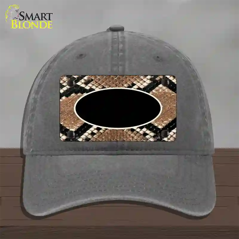 Snake With Black Center Oval Novelty License Plate Hat Unconstructed Cotton / Charcoal