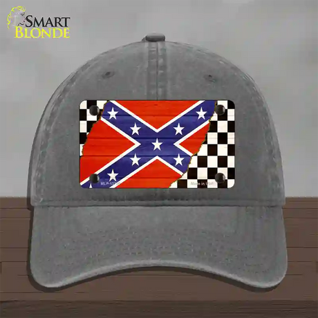 Confederate Racing Flag Novelty License Plate Hat Tag Unconstructed Cotton / Charcoal