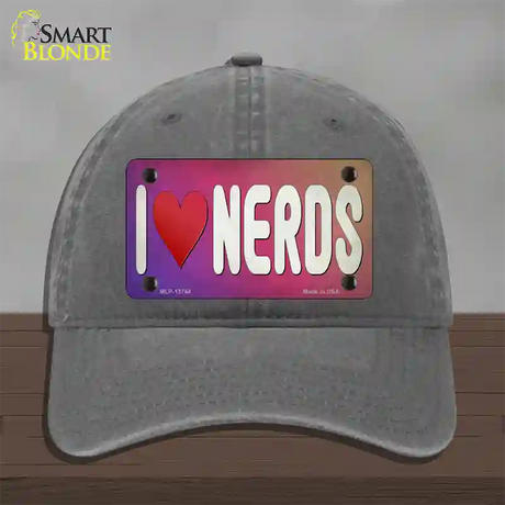 I Love Nerds Novelty License Plate Hat Tag Unconstructed Cotton / Charcoal