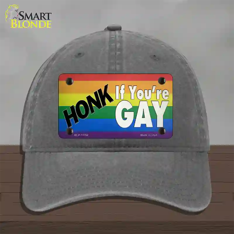 Honk If Youre Gay Novelty License Plate Hat Tag Unconstructed Cotton / Charcoal