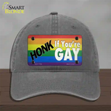 Honk If Youre Gay Novelty License Plate Hat Tag Unconstructed Cotton / Charcoal