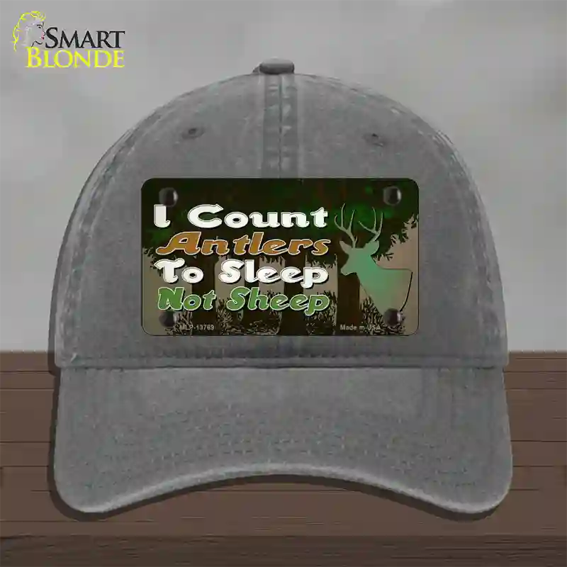 I Count Antlers To Sleep Novelty License Plate Hat Tag Unconstructed Cotton / Charcoal