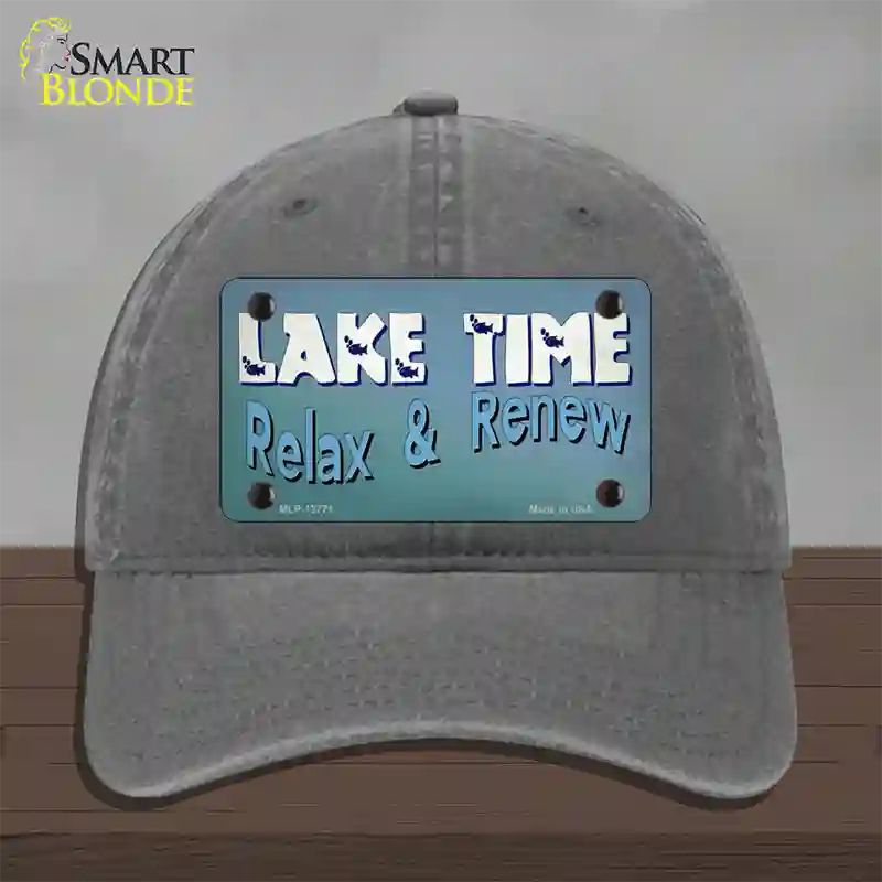 Lake Time Novelty License Plate Hat Tag Unconstructed Cotton / Charcoal