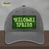 Welcome Spring Novelty License Plate Hat Tag Unconstructed Cotton / Charcoal