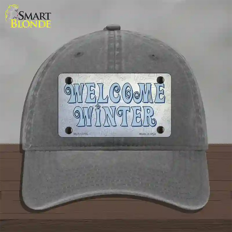 Welcome Winter Novelty License Plate Hat Tag Unconstructed Cotton / Charcoal