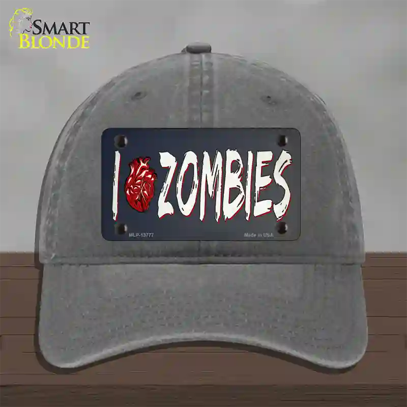 I Love Zombies Novelty License Plate Hat Tag Unconstructed Cotton / Charcoal