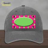 Lime Green Pink Polka Dot Lime Green Center Oval Novelty License Plate Hat Unconstructed Cotton / Charcoal