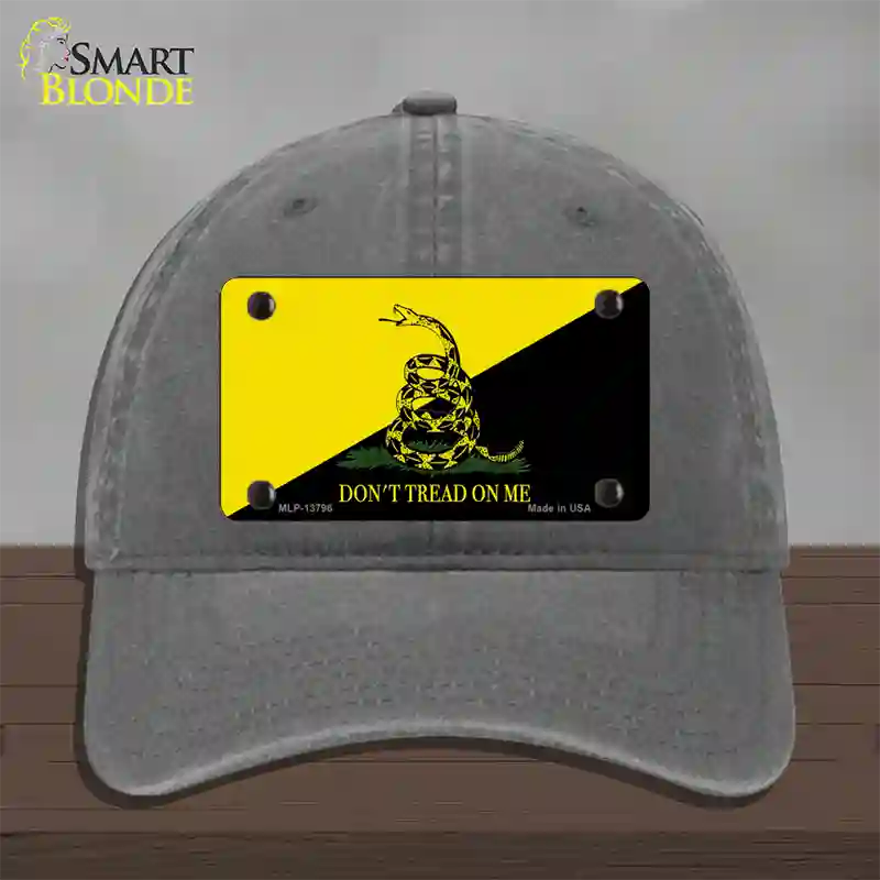 Dont Tread On Me Yellow|Black Novelty License Plate Hat Unconstructed Cotton / Charcoal