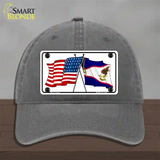 American Samoa USA Crossed Flags Novelty License Plate Hat Tag Unconstructed Cotton / Charcoal