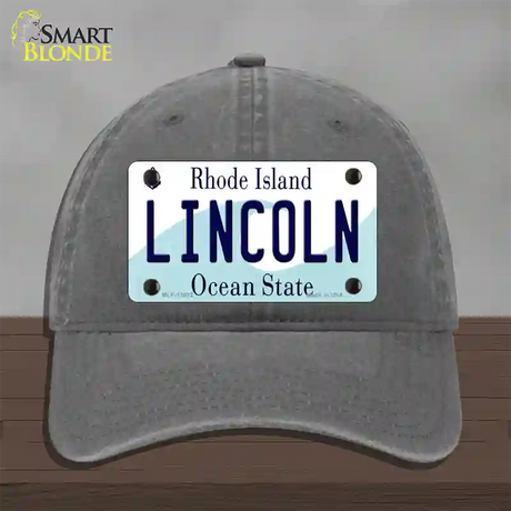 Lincoln Rhode Island Novelty License Plate Hat Novelty License Plate Hat Unconstructed Cotton / Charcoal