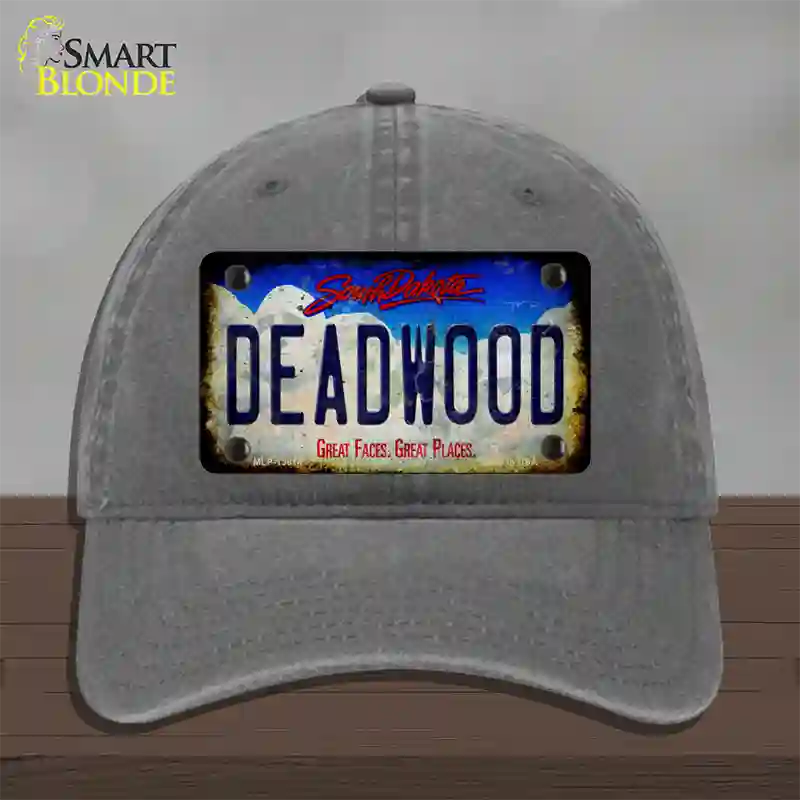 Deadwood South Dakota Rusty Novelty License Plate Hat Tag Unconstructed Cotton / Charcoal