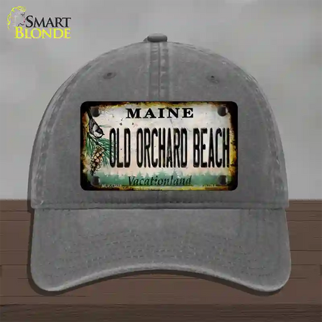 Old Orchard Beach Maine Rusty Novelty License Plate Hat Tag Unconstructed Cotton / Charcoal