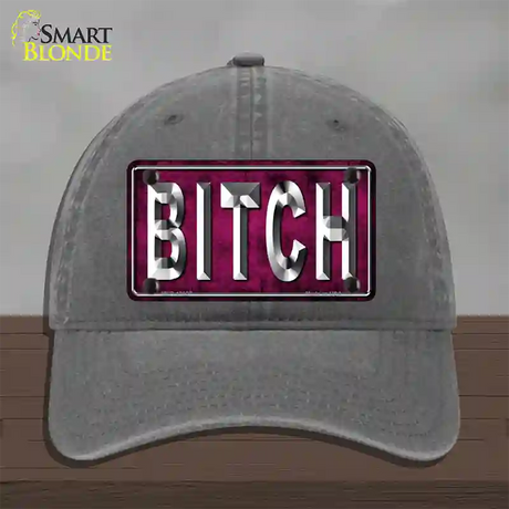 Bitch Pink Novelty License Plate Hat Tag Unconstructed Cotton / Charcoal