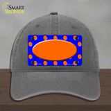 Orange Royal Blue Polka Dot Orange Center Oval Novelty License Plate Hat Unconstructed Cotton / Charcoal