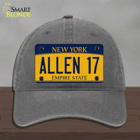 Allen 17 New York Novelty License Plate Hat Tag Unconstructed Cotton / Charcoal