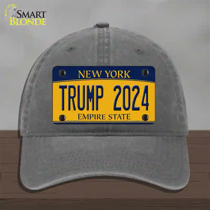 Trump 2024 New York Novelty License Plate Hat Unconstructed Cotton / Charcoal