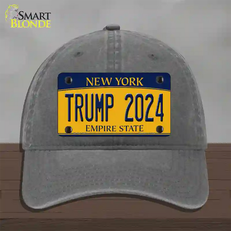 Trump 2024 New York Novelty License Plate Hat Unconstructed Cotton / Charcoal