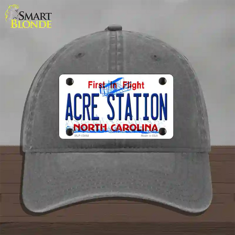 Acre Station North Carolina Novelty License Plate Hat Tag Unconstructed Cotton / Charcoal