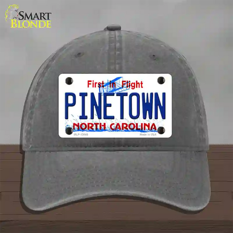 Pinetown North Carolina Novelty License Plate Hat Tag Unconstructed Cotton / Charcoal