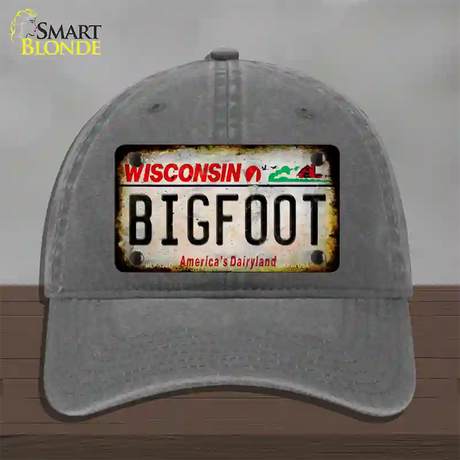 Bigfoot Wisconsin Novelty License Plate Hat Tag Unconstructed Cotton / Charcoal