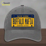 Buffalo Mafia NY Yellow Novelty License Plate Hat Tag Unconstructed Cotton / Charcoal