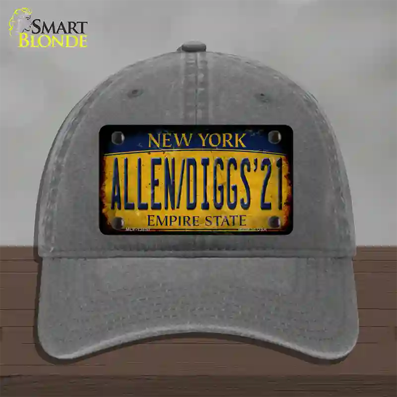 Allen Diggs 21 NY Yellow Rusty Novelty License Plate Hat Tag Unconstructed Cotton / Charcoal