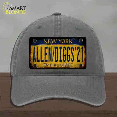 Allen Diggs 21 NY Yellow Rusty Novelty License Plate Hat Tag Unconstructed Cotton / Charcoal