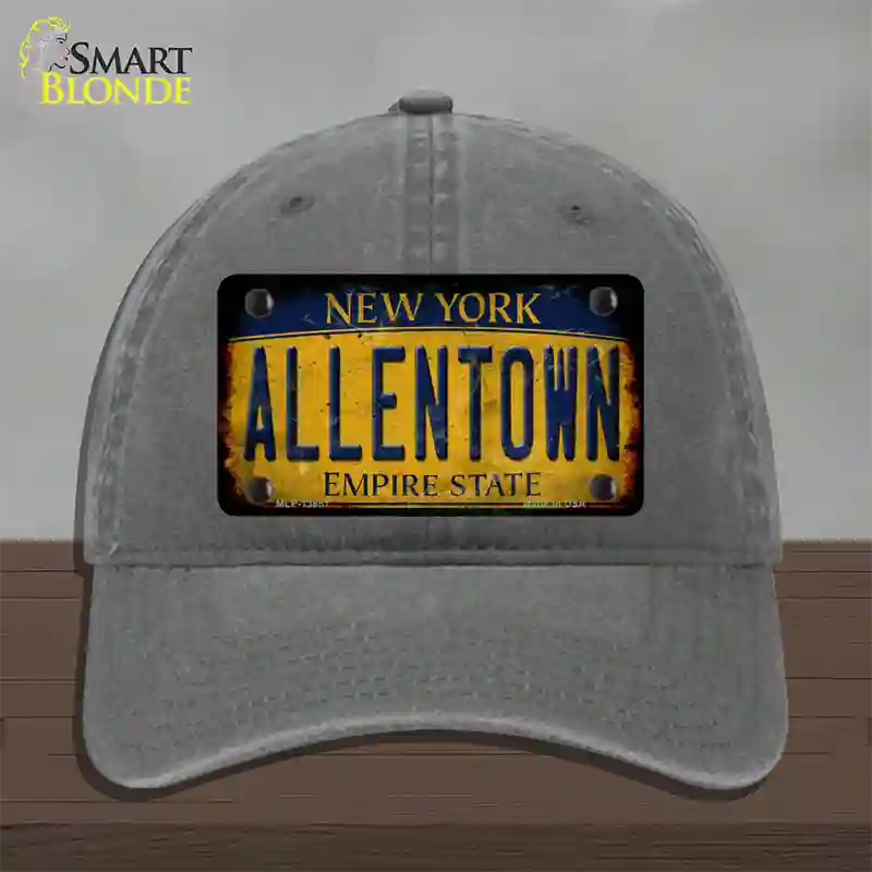 Allentown NY Yellow Rusty Novelty License Plate Hat Tag Unconstructed Cotton / Charcoal