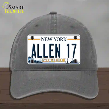 Allen 17 NY Excelsior Novelty License Plate Hat Tag Unconstructed Cotton / Charcoal