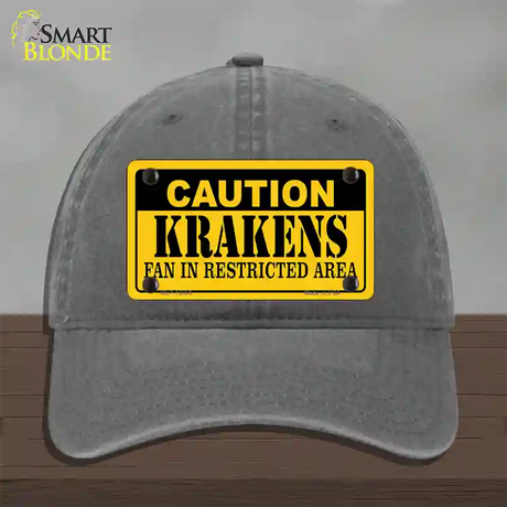 Caution Krakens Novelty License Plate Hat Tag Unconstructed Cotton / Charcoal