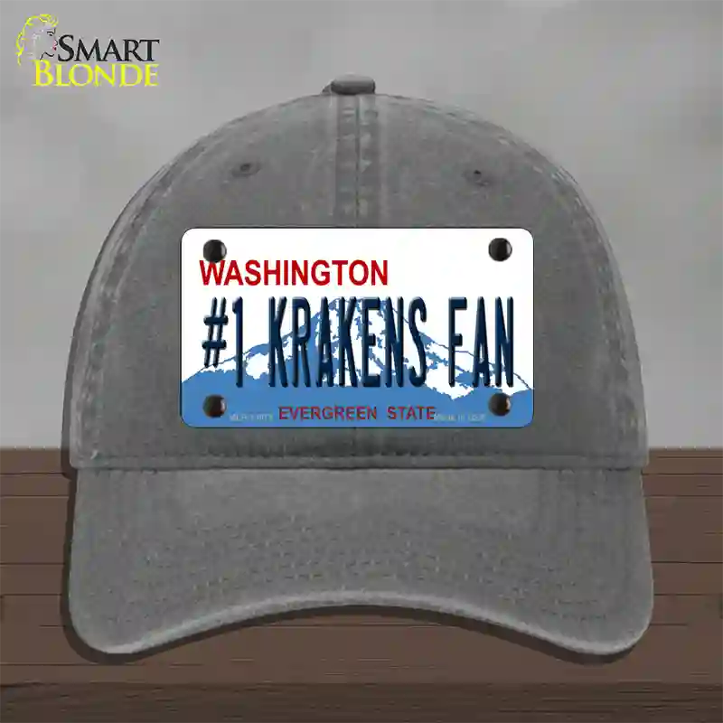 Number 1 Krakens Fan Washington Novelty License Plate Hat Tag Unconstructed Cotton / Charcoal