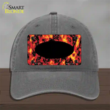 Fire Explosion With Black Center Oval Novelty License Plate Hat Unconstructed Cotton / Charcoal