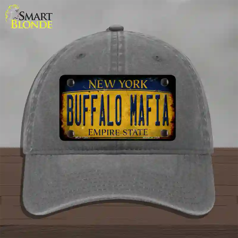 Buffalo Mafia NY Rusted Yellow Novelty License Plate Hat Tag Unconstructed Cotton / Charcoal