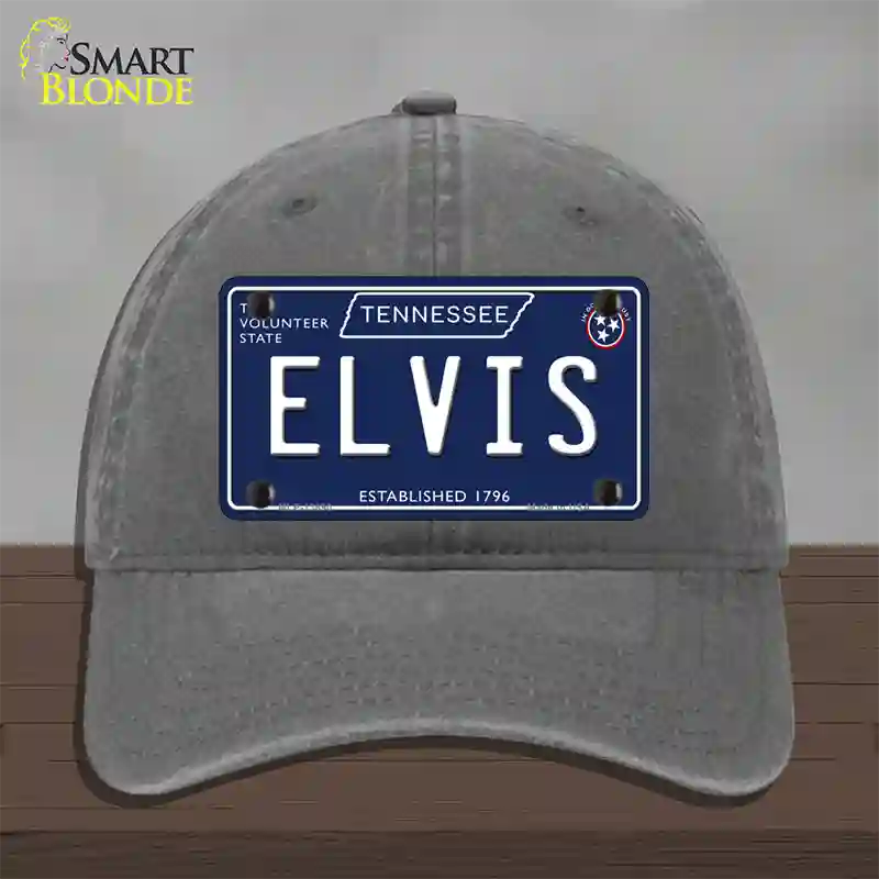 Elvis Tennessee Blue Novelty License Plate Hat Tag Unconstructed Cotton / Charcoal