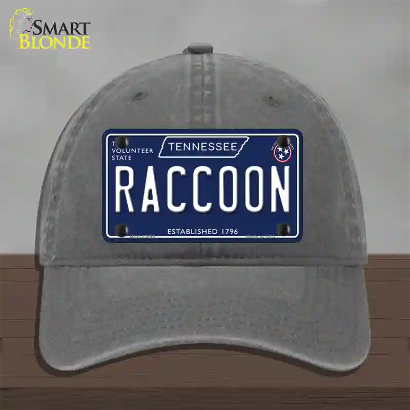 Raccoon Tennessee Blue Novelty License Plate Hat Tag Unconstructed Cotton / Charcoal