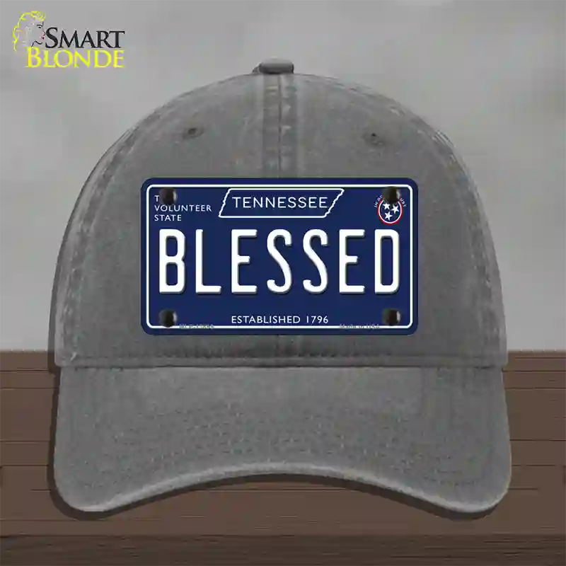 Blessed Tennessee Blue Novelty License Plate Hat Tag Unconstructed Cotton / Charcoal