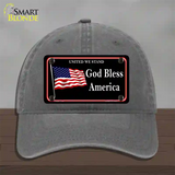 God Bless America Novelty License Plate Hat Unconstructed Cotton / Charcoal