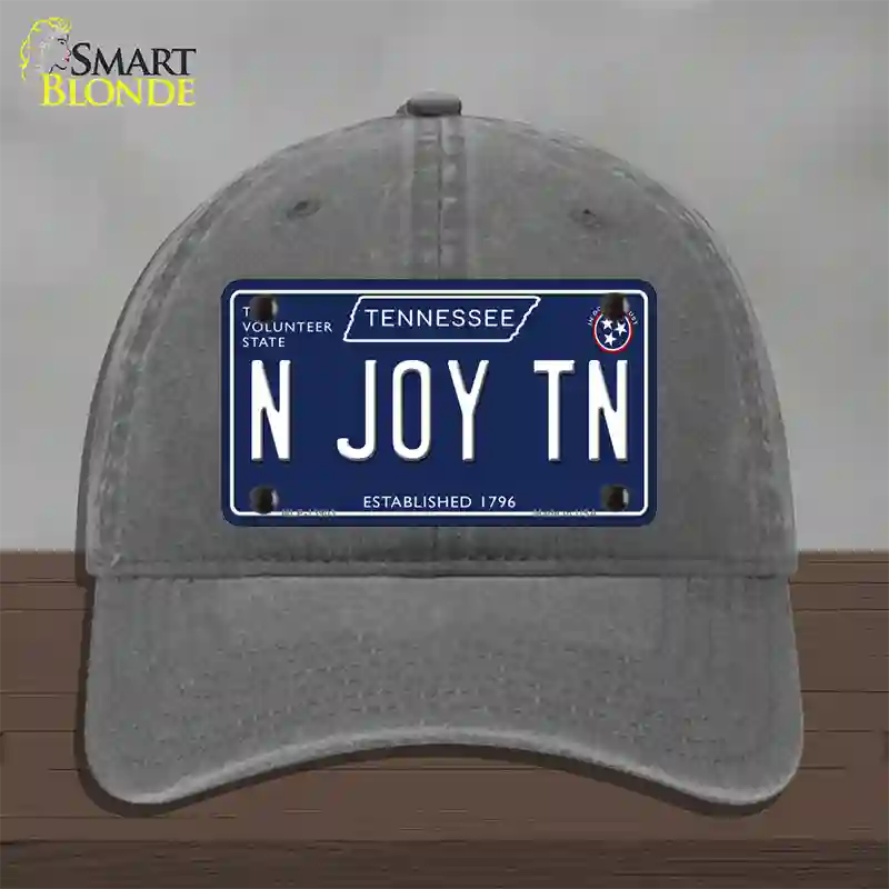 N Joy TN Tennessee Blue Novelty License Plate Hat Tag Unconstructed Cotton / Charcoal