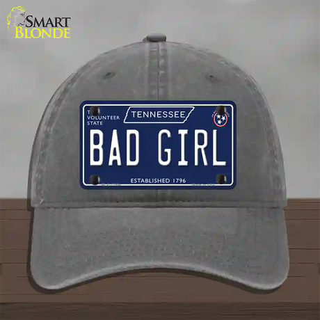 Bad Girl Tennessee Blue Novelty License Plate Hat Tag Unconstructed Cotton / Charcoal