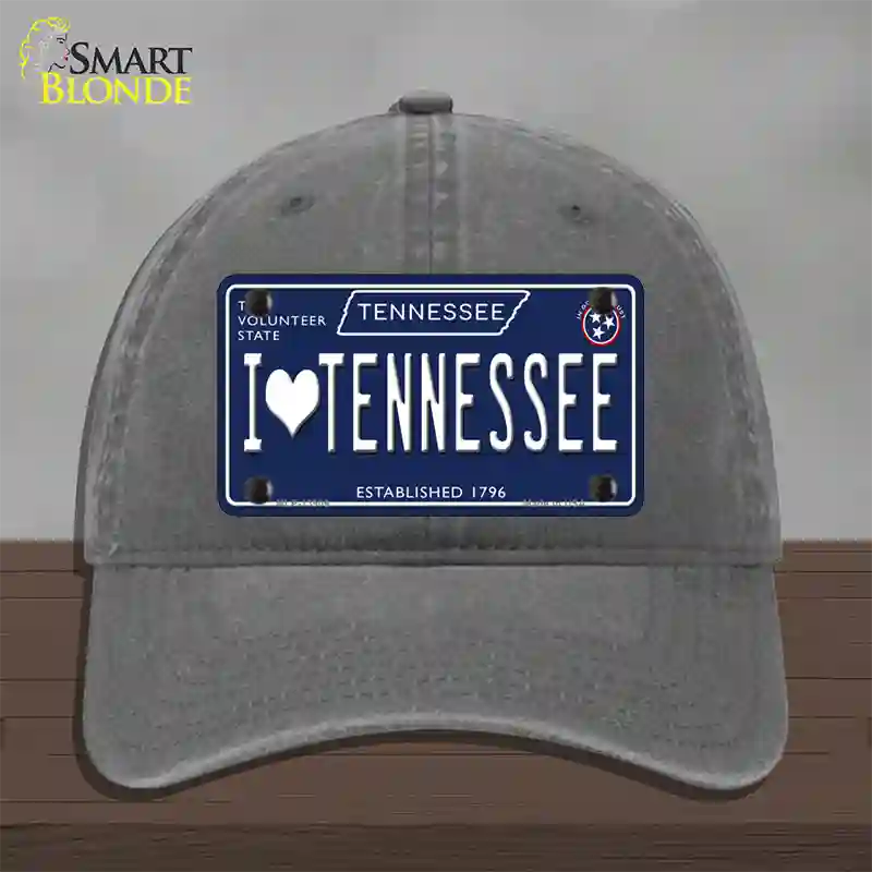 I Heart TN Tennessee Blue Novelty License Plate Hat Tag Unconstructed Cotton / Charcoal