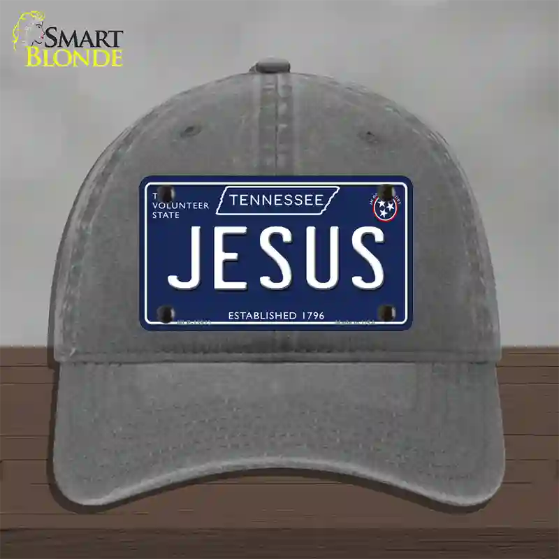 Jesus Tennessee Blue Novelty License Plate Hat Tag Unconstructed Cotton / Charcoal