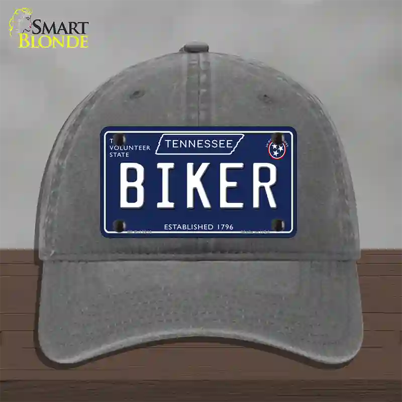 Biker Tennessee Blue Novelty License Plate Hat Tag Unconstructed Cotton / Charcoal