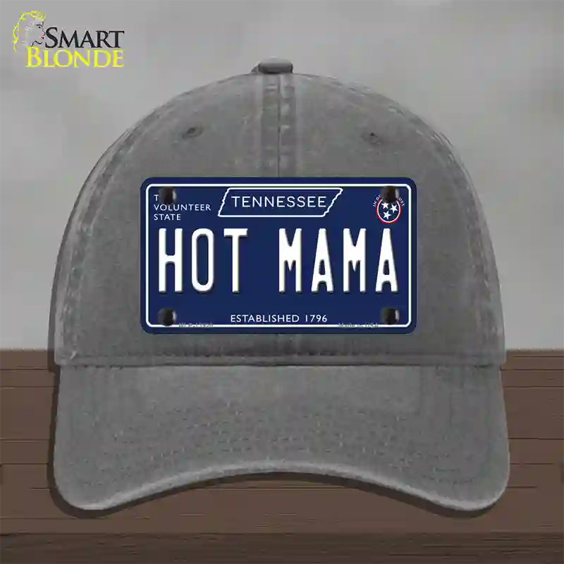 Hot Mama Tennessee Blue Novelty License Plate Hat Tag Unconstructed Cotton / Charcoal