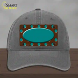 Teal Brown Polka Dot Center Oval Novelty License Plate Hat Unconstructed Cotton / Charcoal