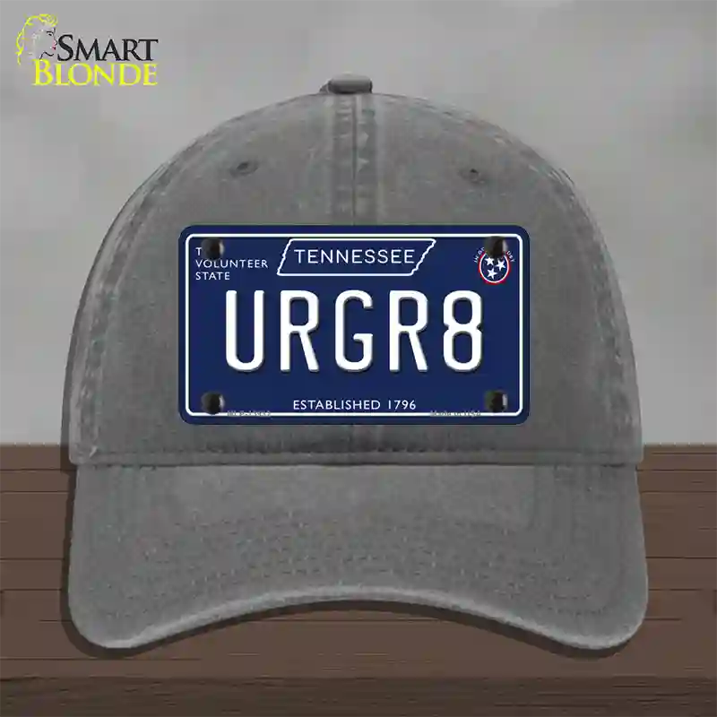 URGR8 Tennessee Blue Novelty License Plate Hat Tag Unconstructed Cotton / Charcoal