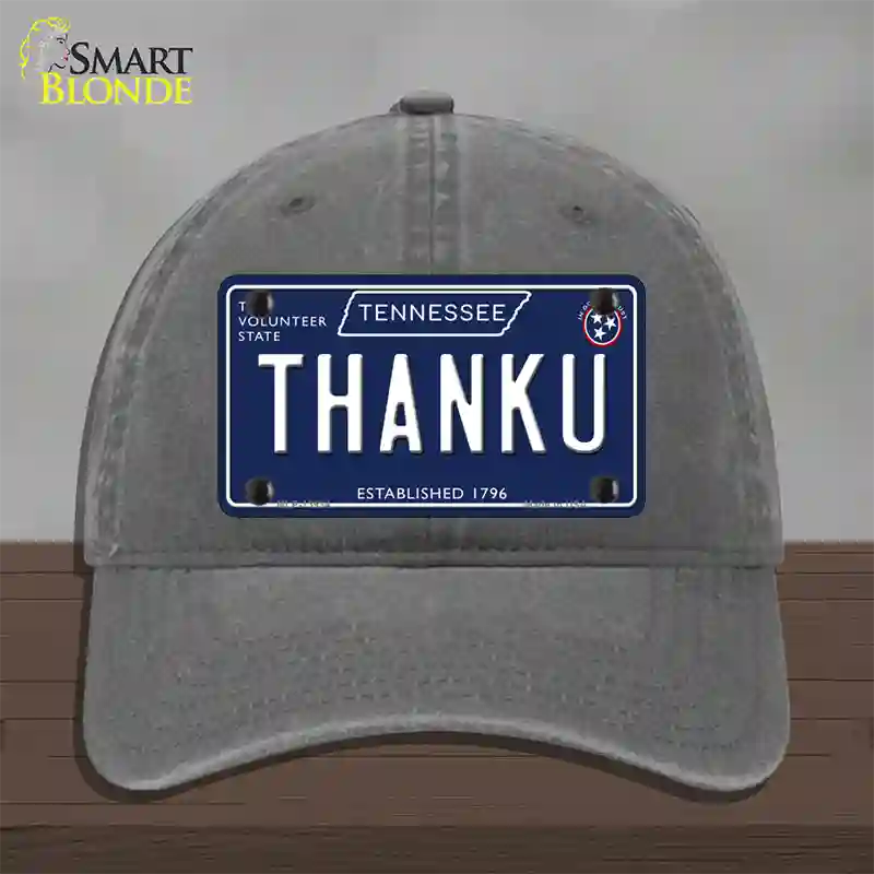 Thank U Tennessee Blue Novelty License Plate Hat Tag Unconstructed Cotton / Charcoal