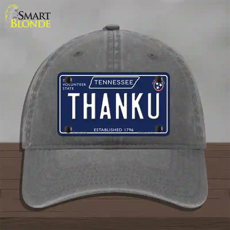 Thank U Tennessee Blue Novelty License Plate Hat Tag Unconstructed Cotton / Charcoal