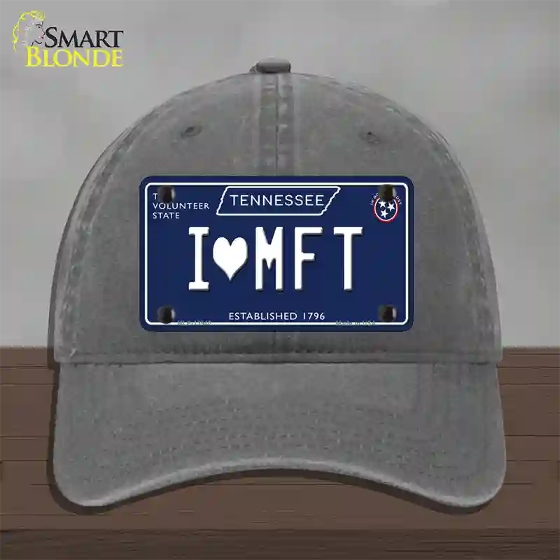 I Heart MFT Tennessee Blue Novelty License Plate Hat Tag Unconstructed Cotton / Charcoal