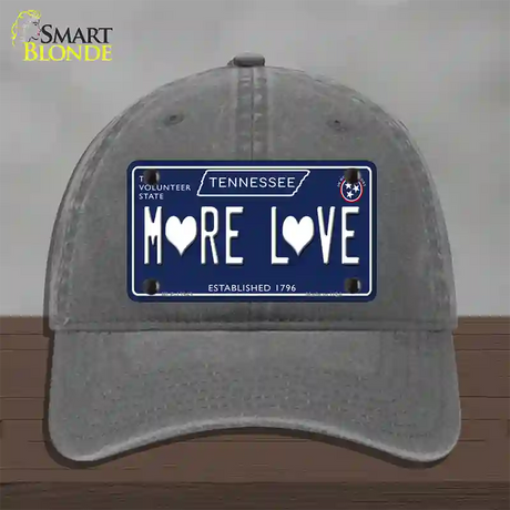 More Love Hearts Tennessee Blue Novelty License Plate Hat Tag Unconstructed Cotton / Charcoal